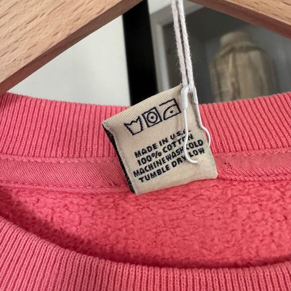 Sporty & Rich Wellness Club Sweatshirt NEW Flocked Dahlia Pink Crop Crewneck XS - Picture 6 of 7